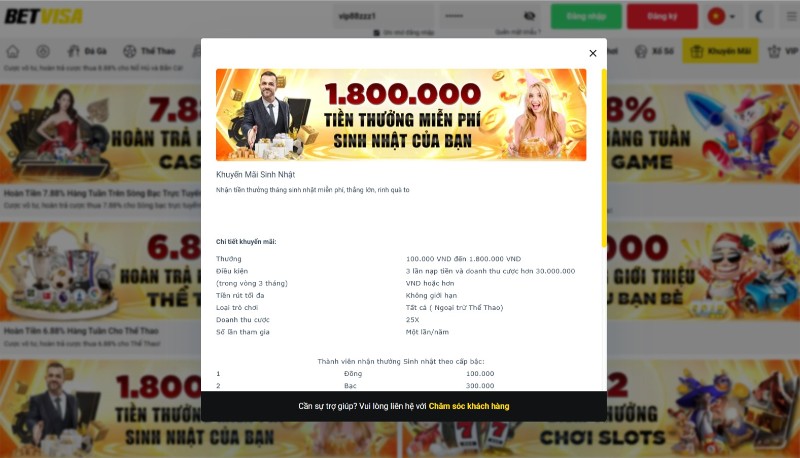 Khuyến Mãi 3 Khuyến mãi Betvisa